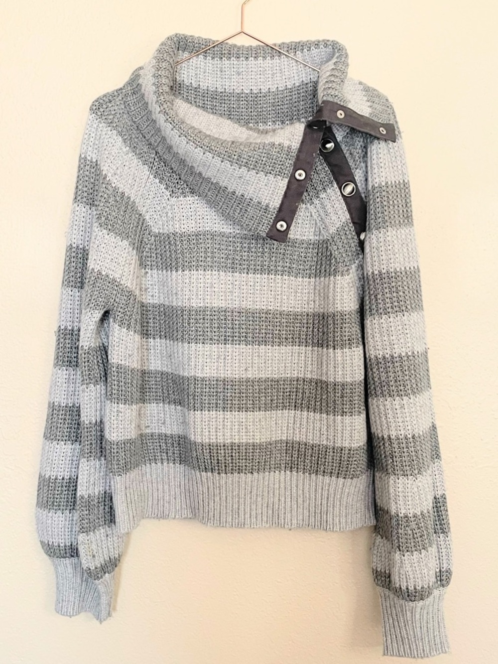 Derek Lam Collective Striped Cowl Neck Sweater Cozy Knit XL